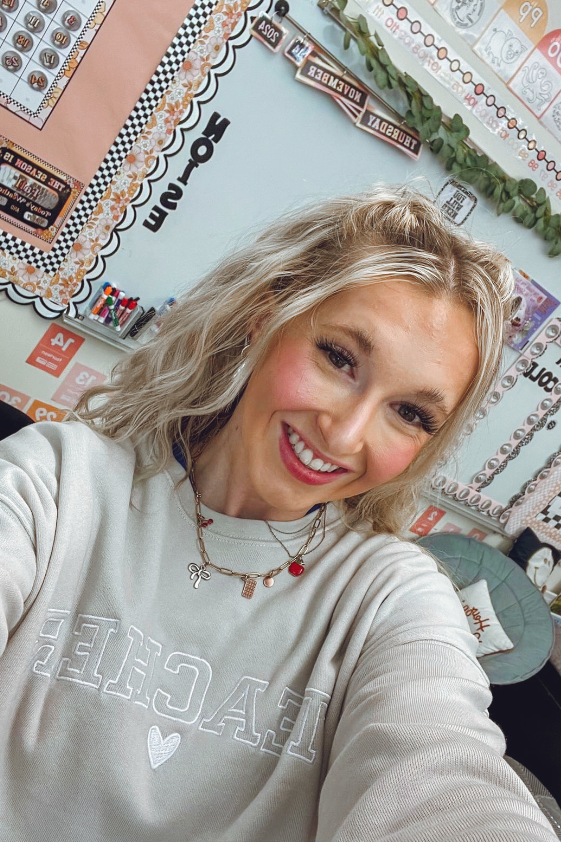 Teacher Embroidered Crewneck Sweatshirt