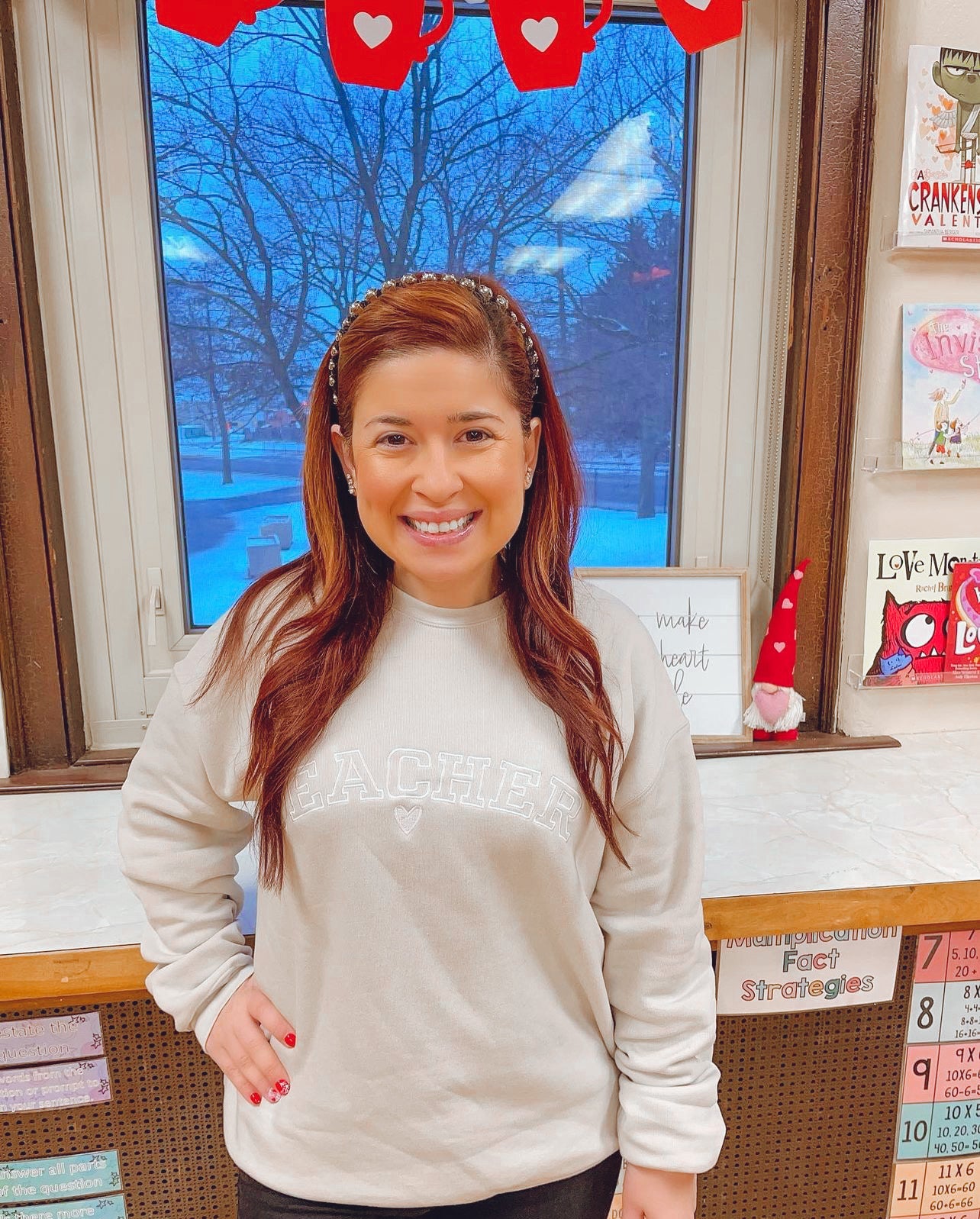 Teacher Embroidered Crewneck Sweatshirt