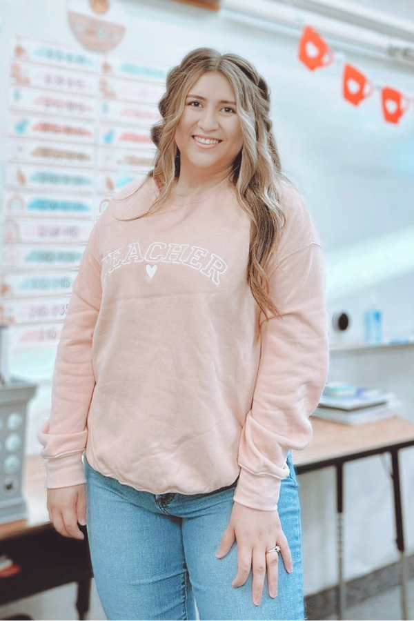 Teacher Embroidered Crewneck Sweatshirt