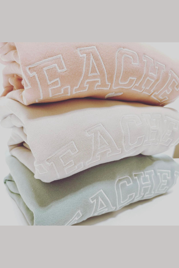 Teacher Embroidered Crewneck Sweatshirt