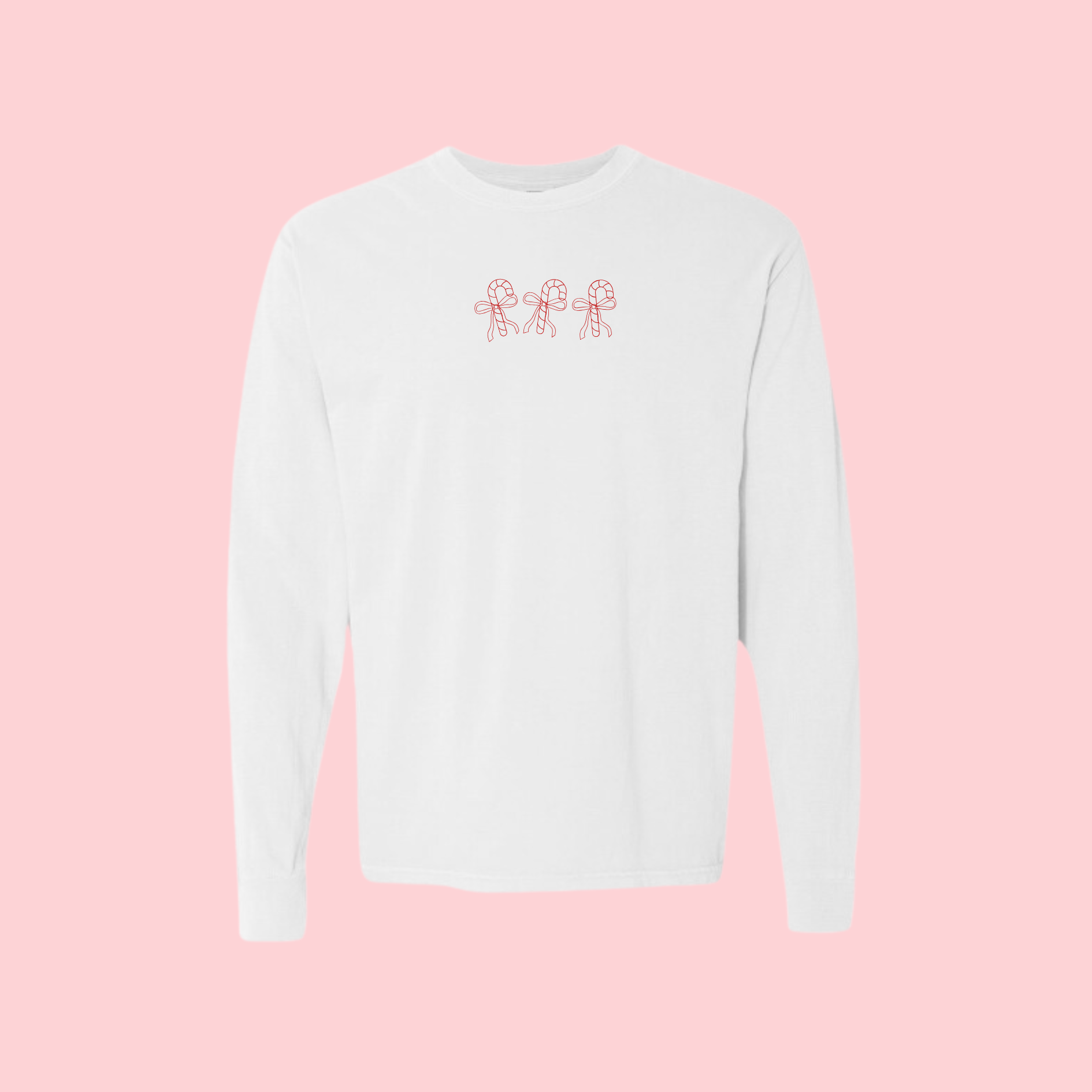 Embroidered Candy Canes Long Sleeve