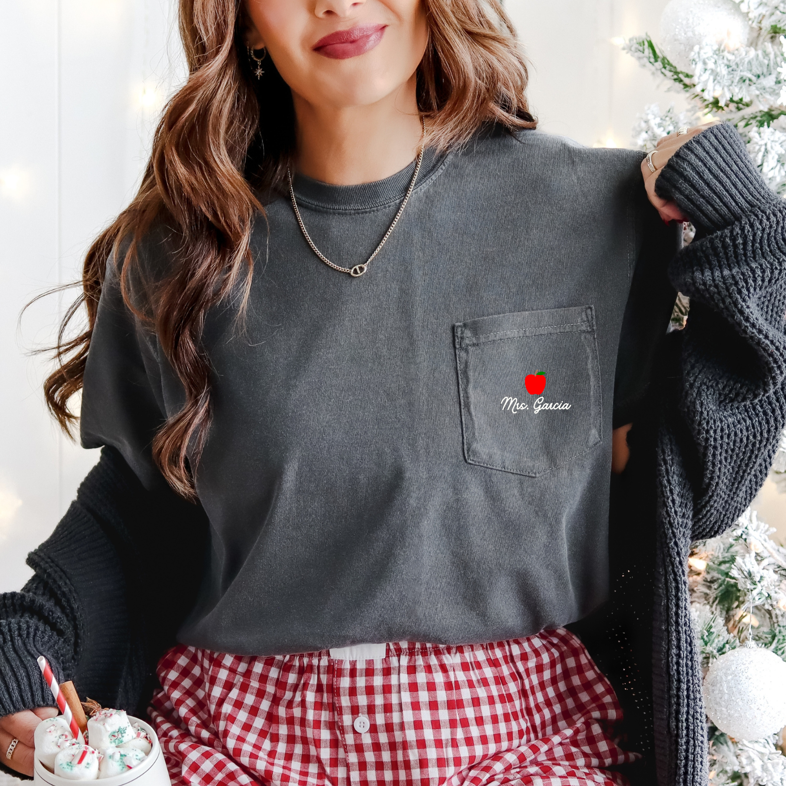 Embroidered Personalized Apple Pocket Tee