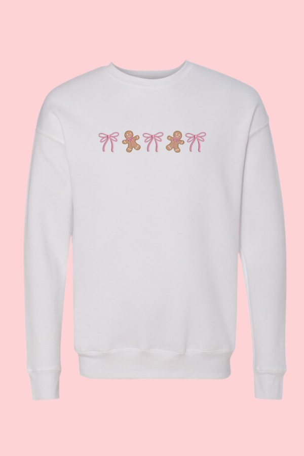 Pink Gingerbread Embroidered Crewneck Sweatshirt