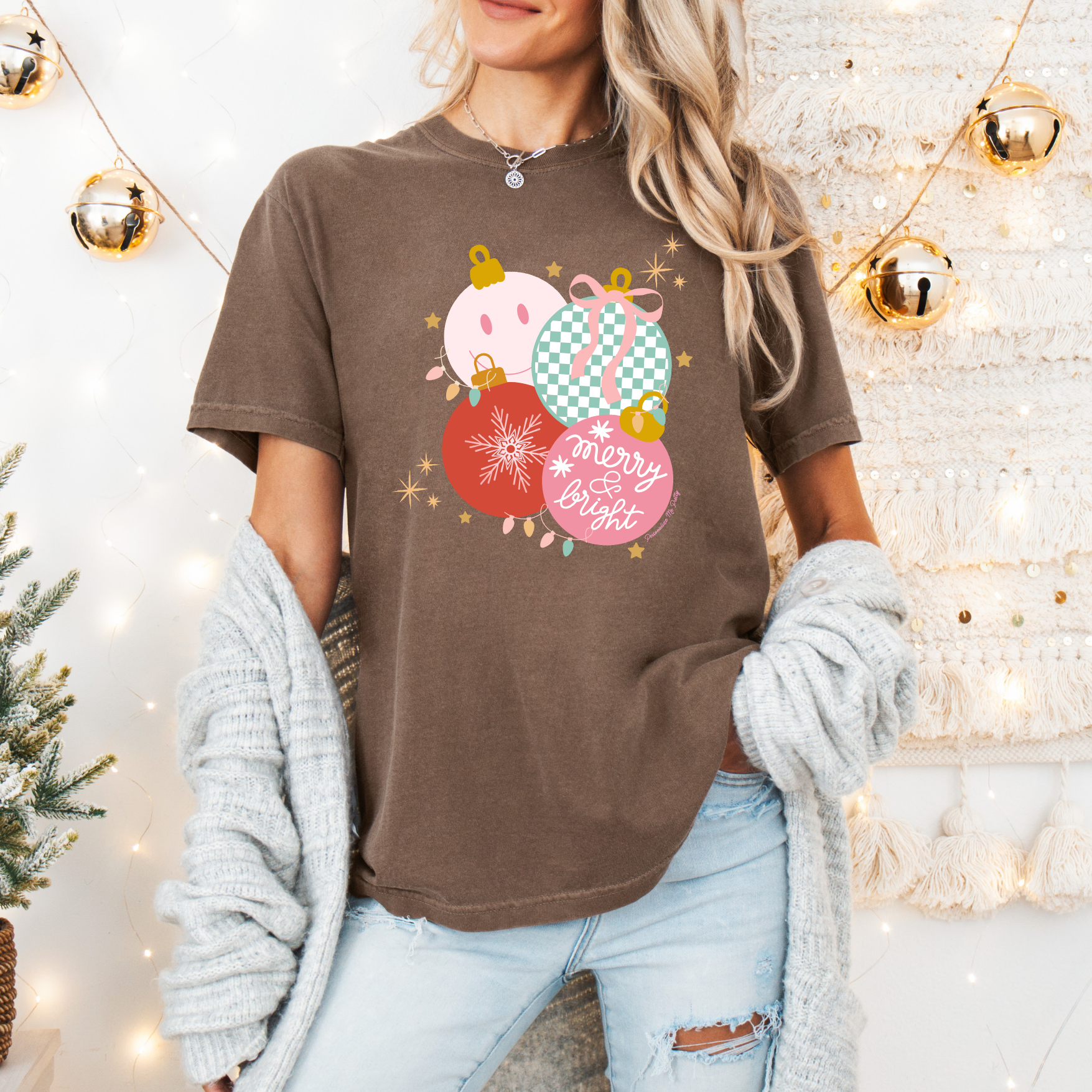 Retro Merry & Bright Ornaments Tee