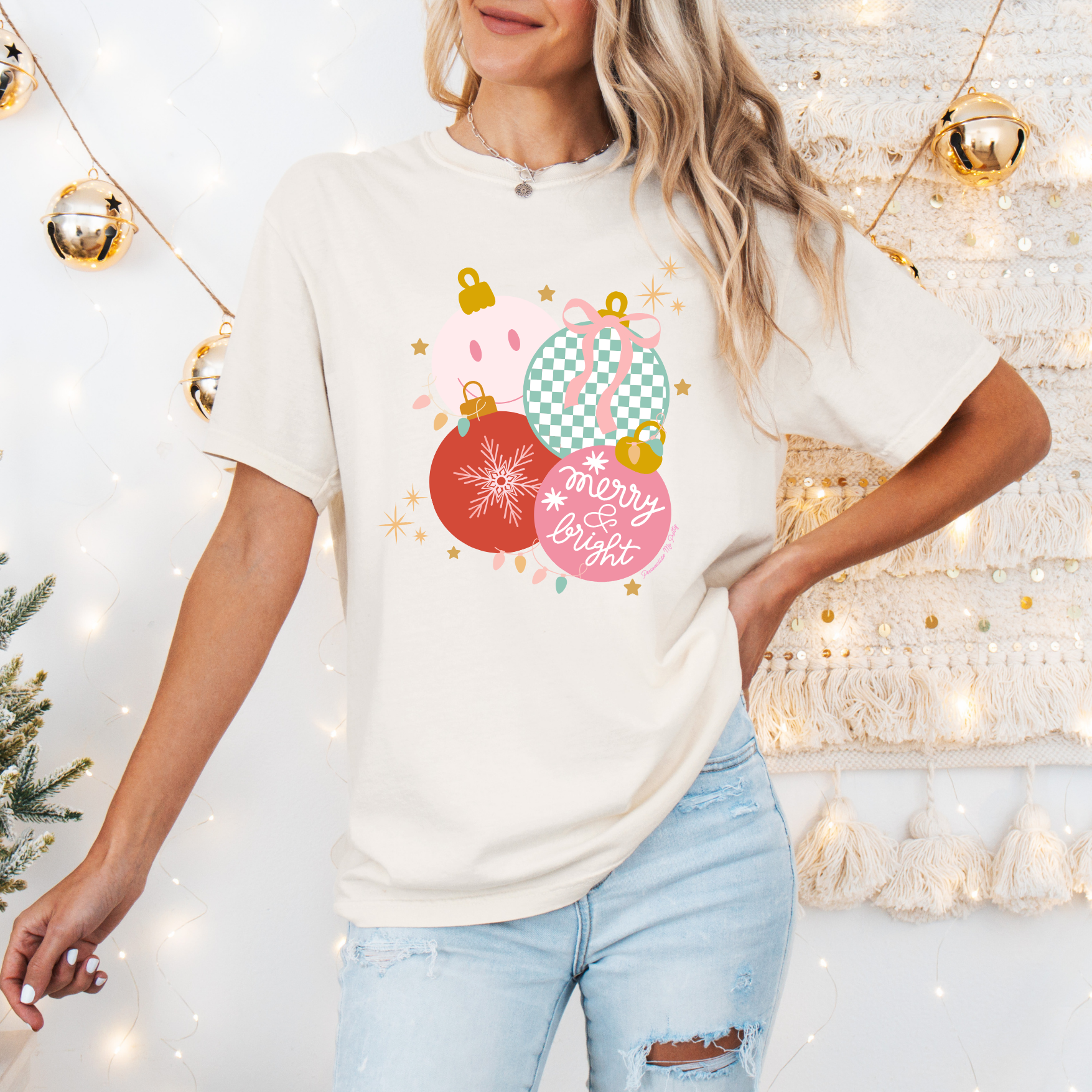 Retro Merry & Bright Ornaments Tee