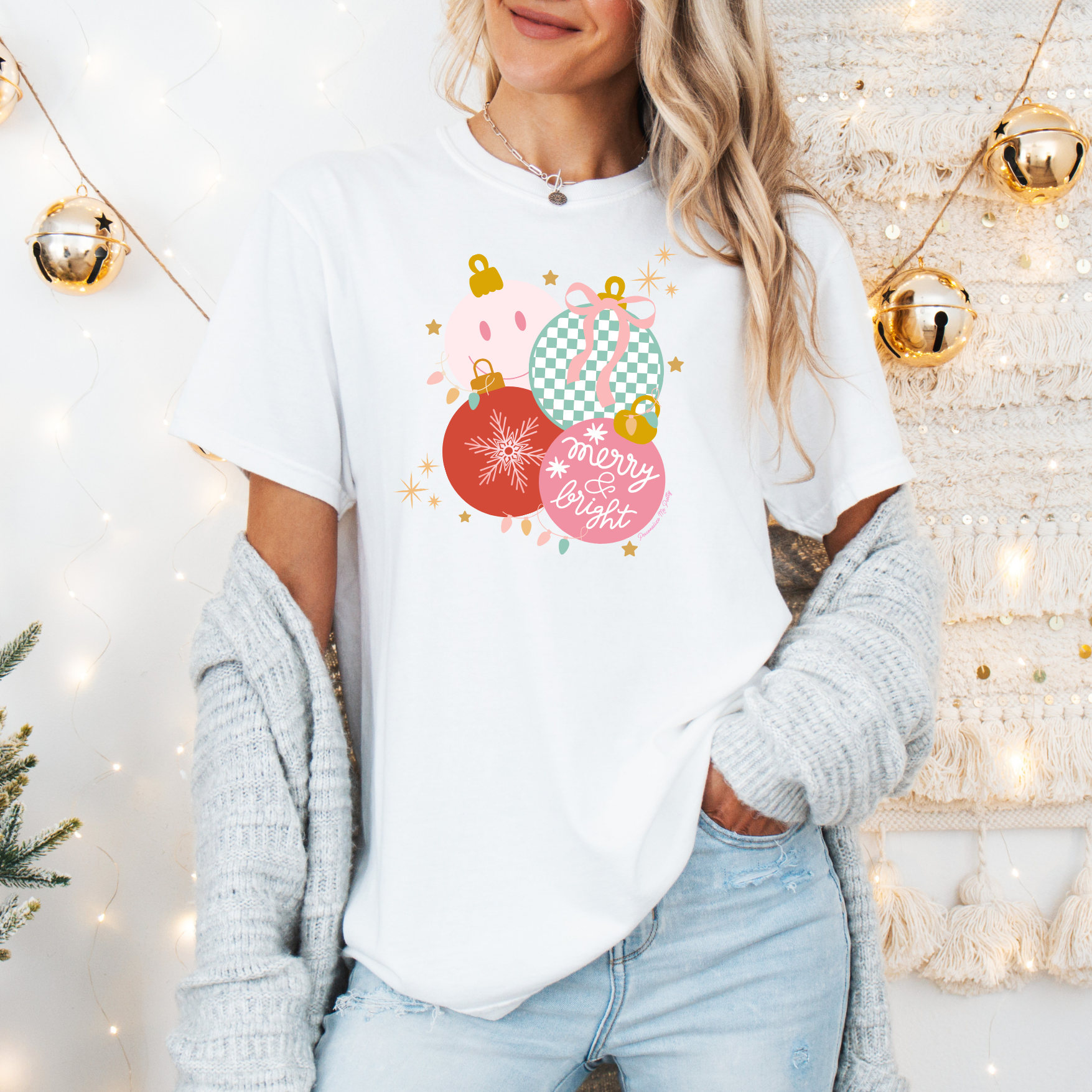 Retro Merry & Bright Ornaments Tee