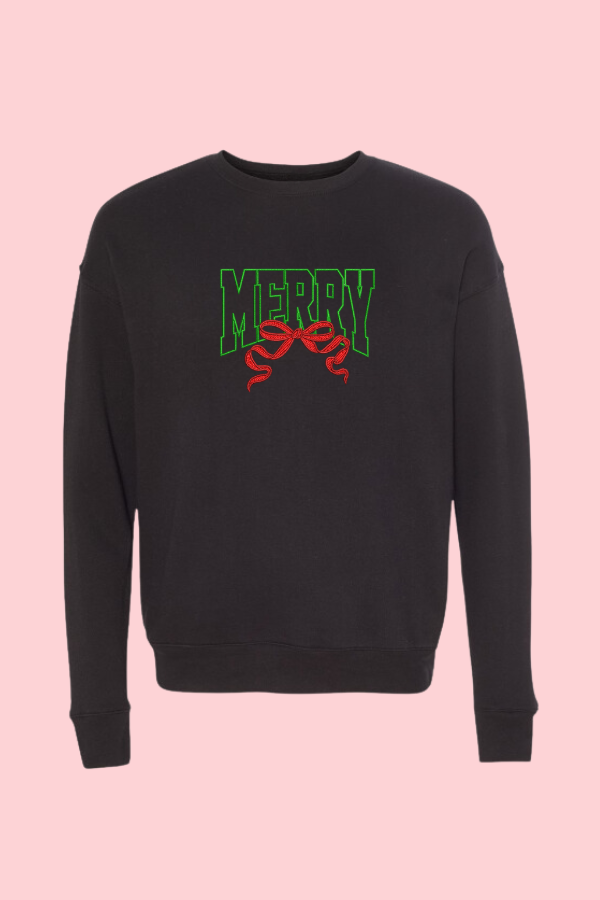 Merry Bow Embroidered Crewneck Sweatshirt