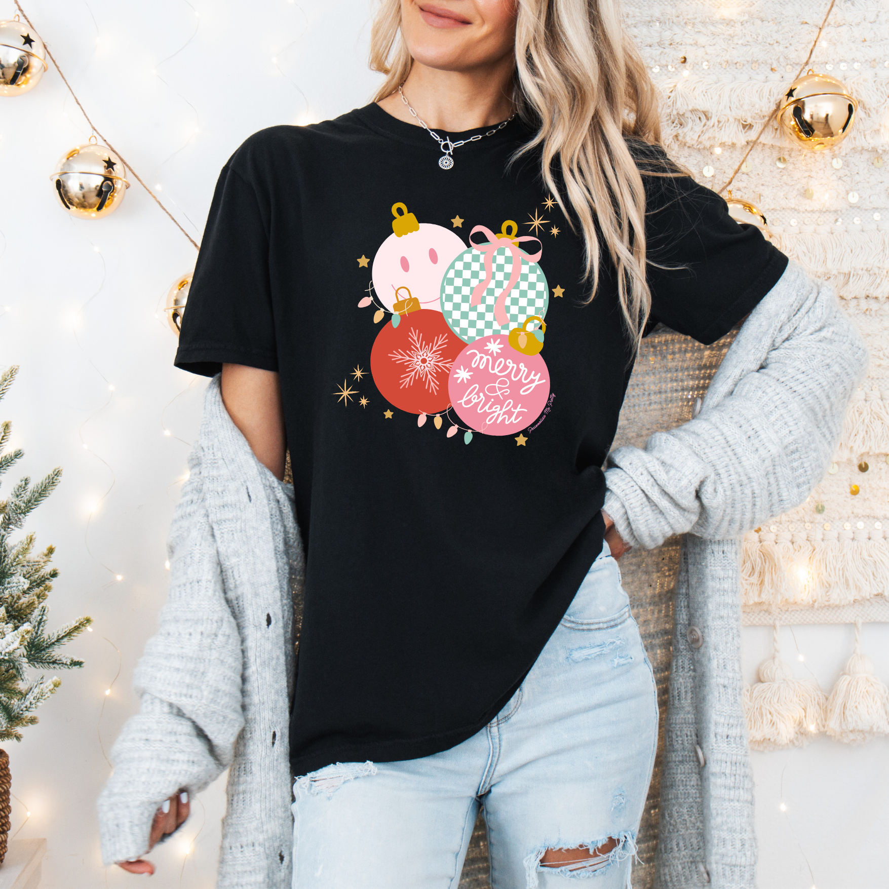 Retro Merry & Bright Ornaments Tee