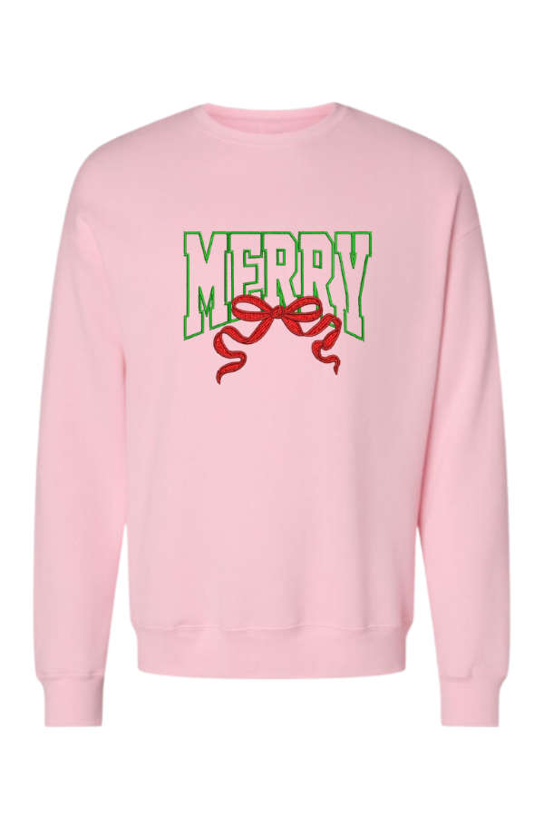 Merry Bow Embroidered Crewneck Sweatshirt
