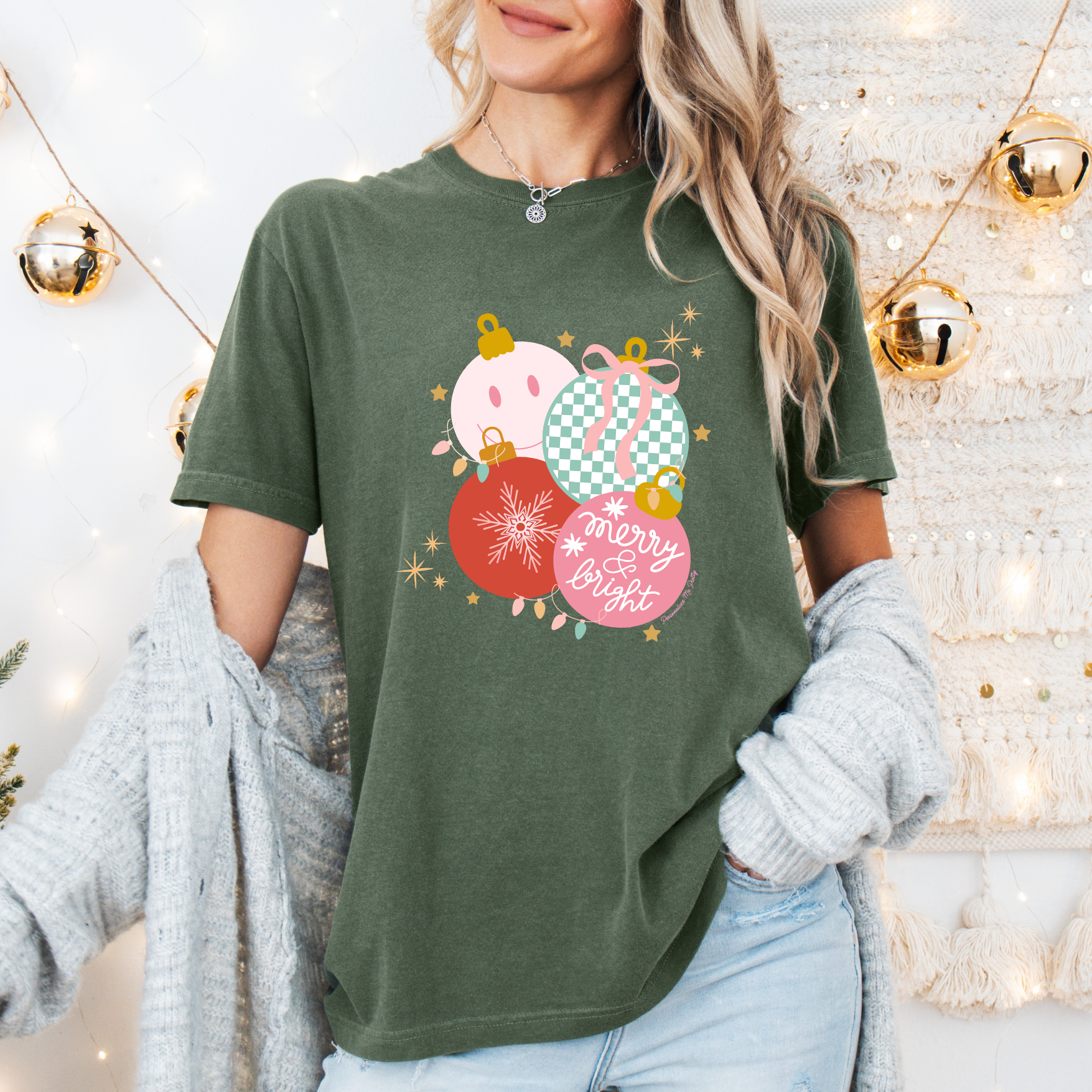 Retro Merry & Bright Ornaments Tee