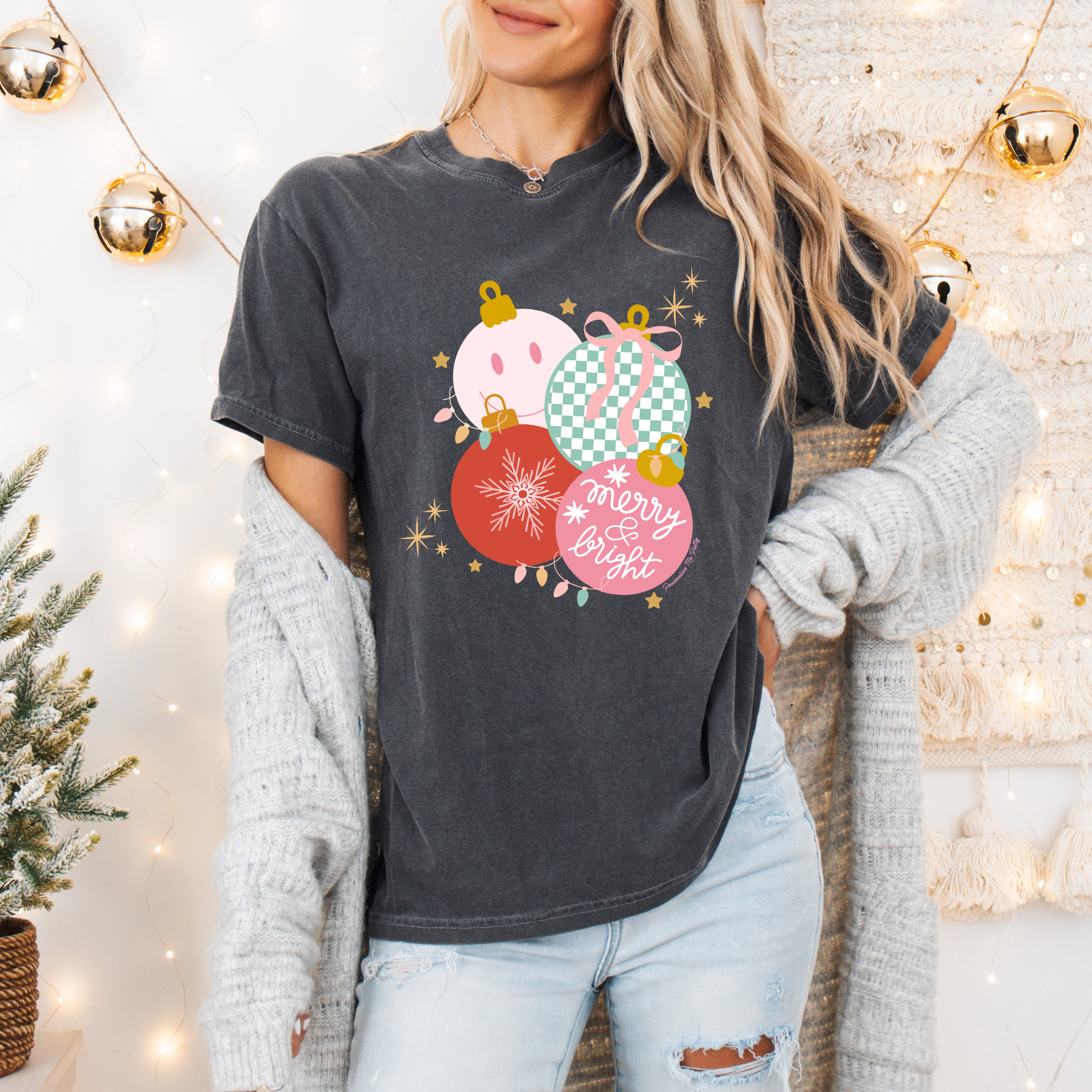 Retro Merry & Bright Ornaments Tee