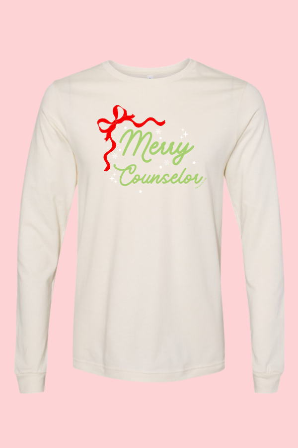Red Bow Merry Counselor Long Sleeve Tee