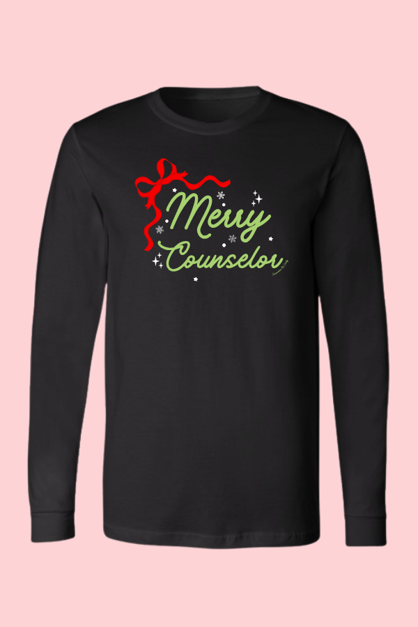 Red Bow Merry Counselor Long Sleeve Tee