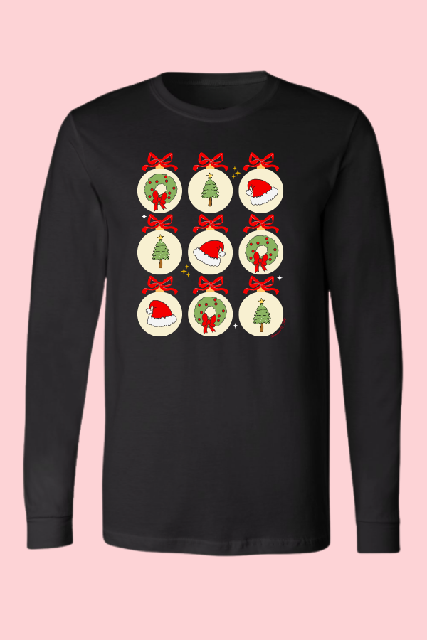 All the Bows & Ornaments Long Sleeve Tee