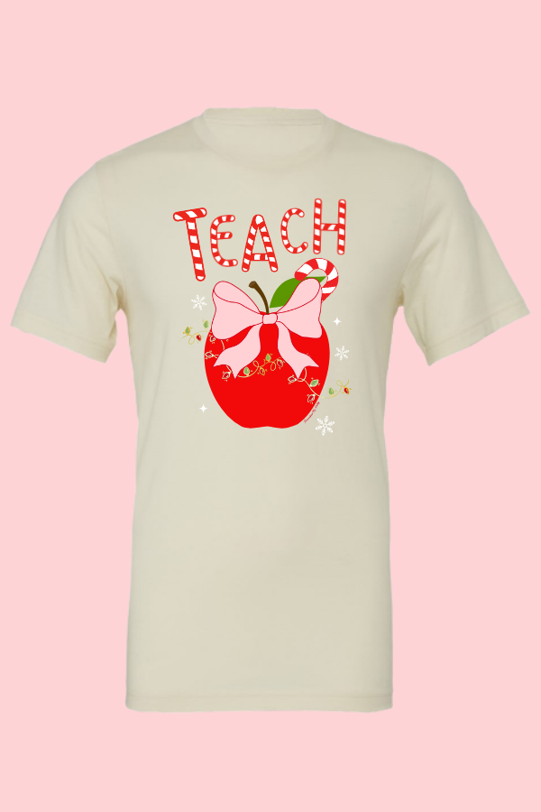 Teach Candy Cane Apple Tee