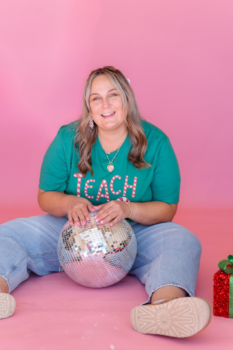 Teach Candy Cane Apple Tee