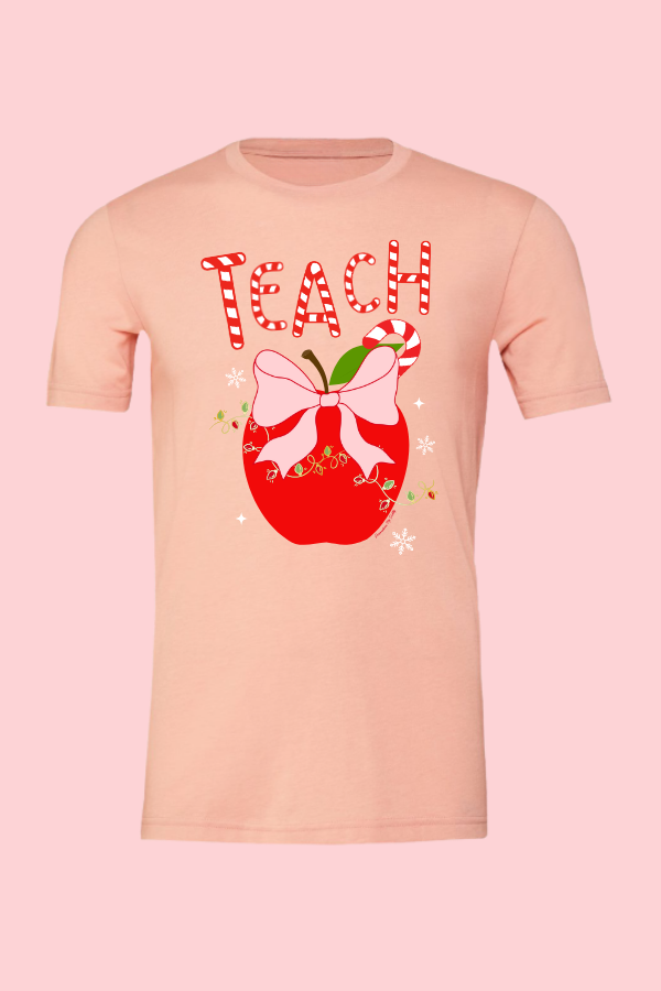 Teach Candy Cane Apple Tee