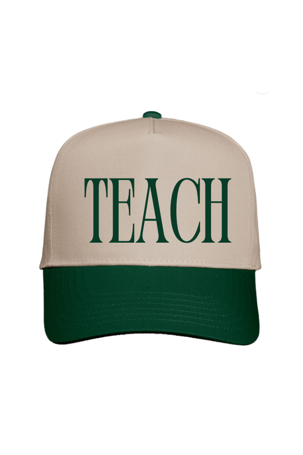 Teach Puff Embroidered Green Hat