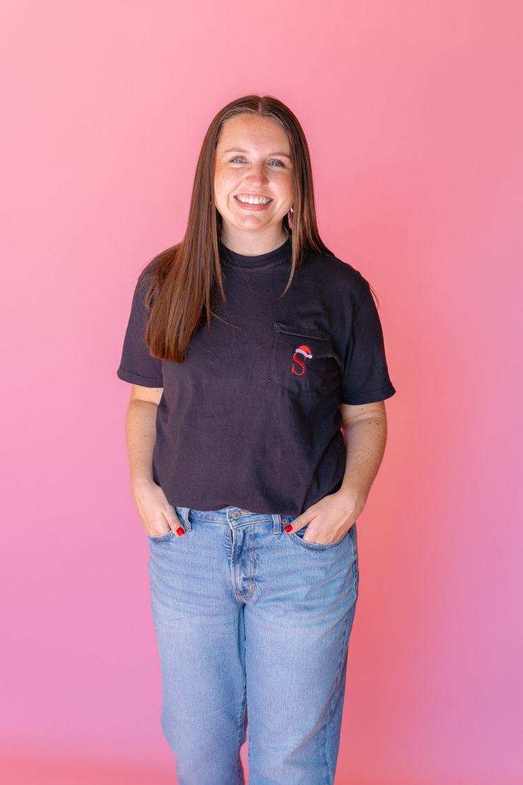 Santa Hat Initial Embroidered Tee