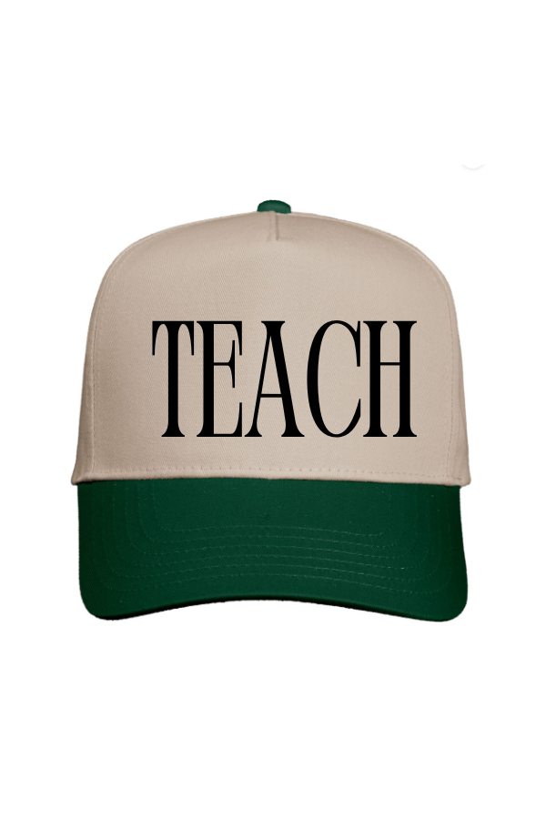 Teach Puff Embroidered Green Hat