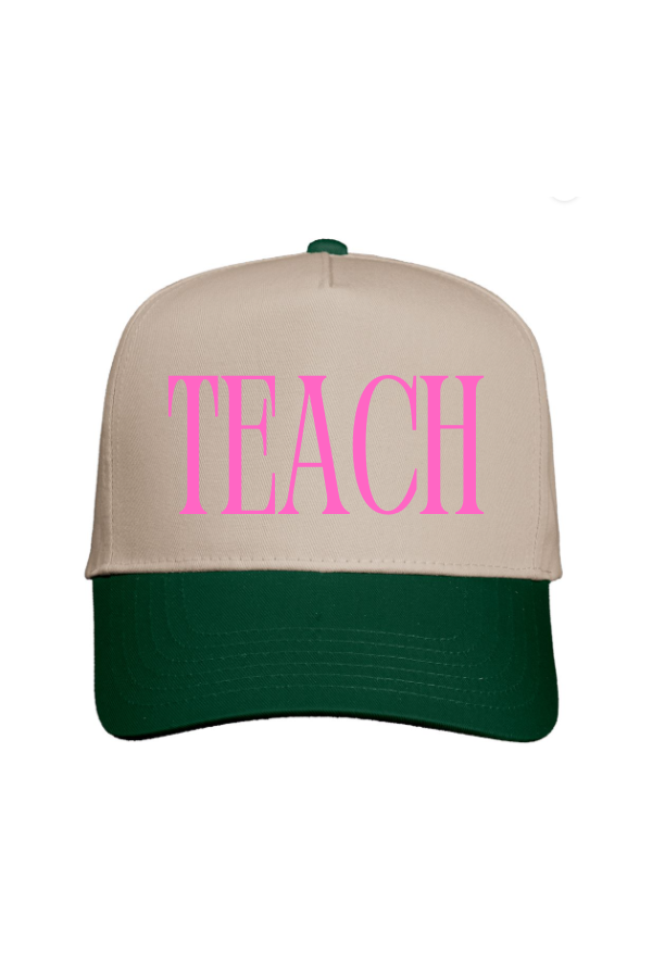 Teach Puff Embroidered Green Hat