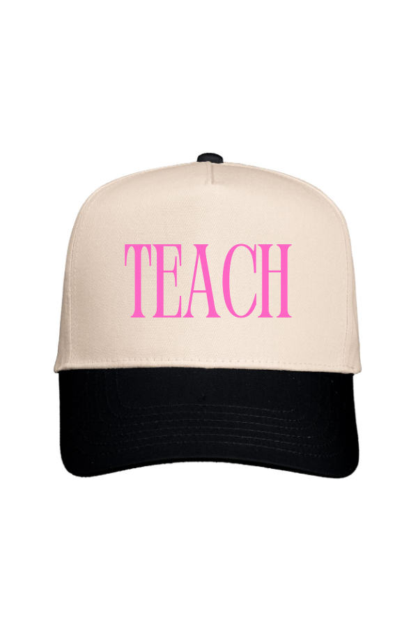 Teach Puff Embroidered Black Hat