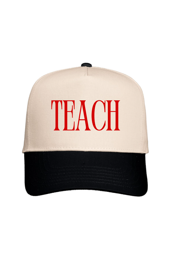 Teach Puff Embroidered Black Hat