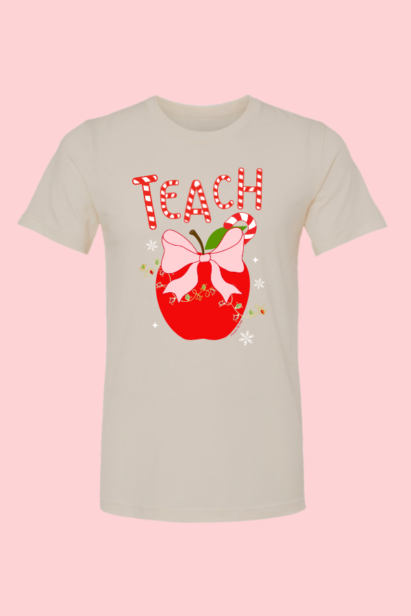 Teach Candy Cane Apple Tee