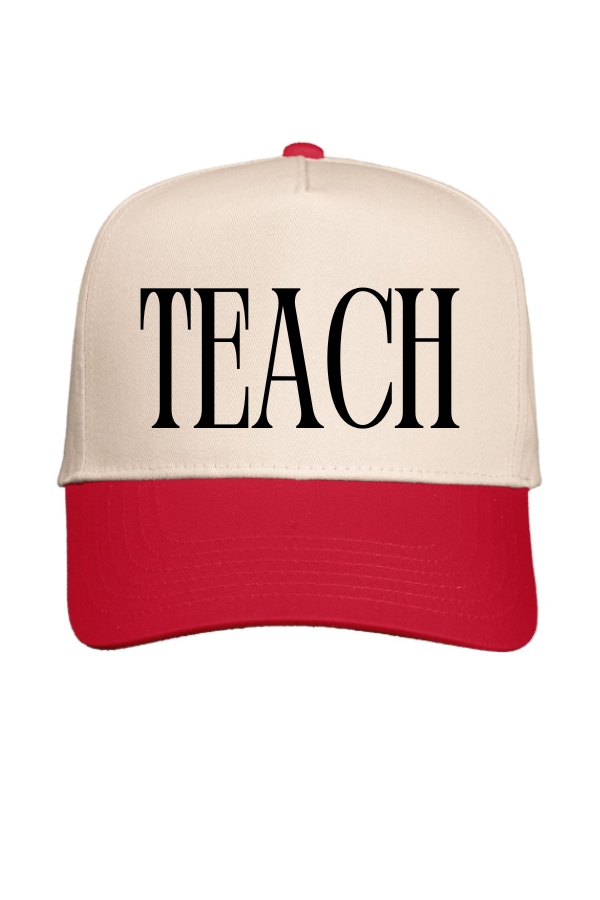 Teach Puff Embroidered Red Hat