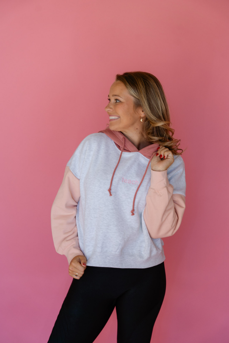 Teach Sueded Fleece Crop Hoodie
