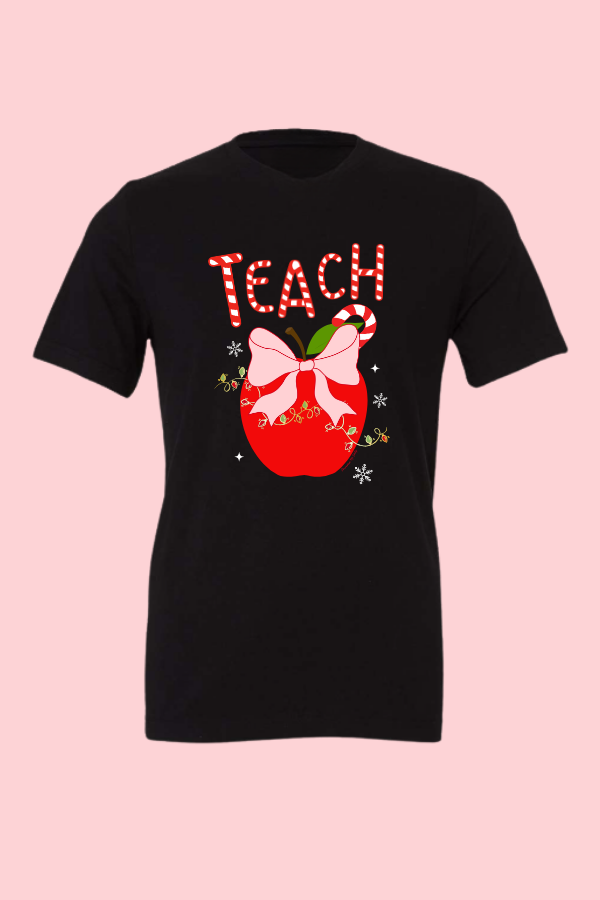 Teach Candy Cane Apple Tee