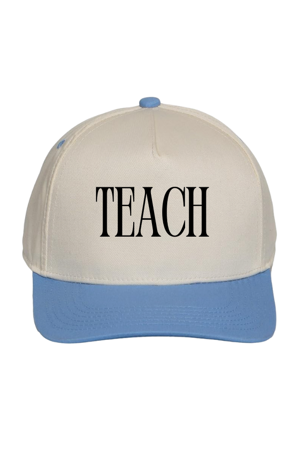 Teach Puff Embroidered Blue Hat