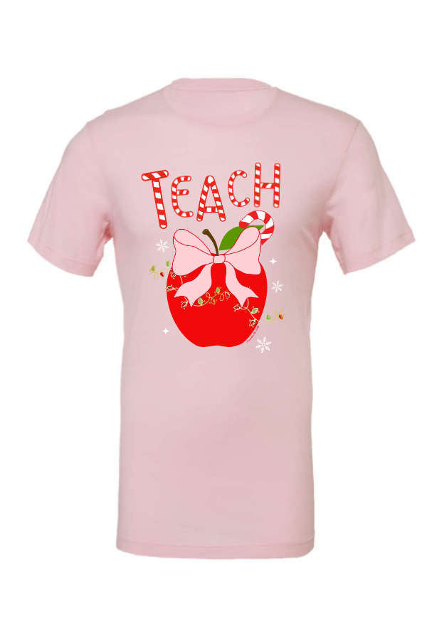 Teach Candy Cane Apple Tee