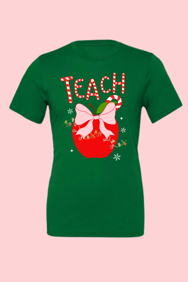 Teach Candy Cane Apple Tee
