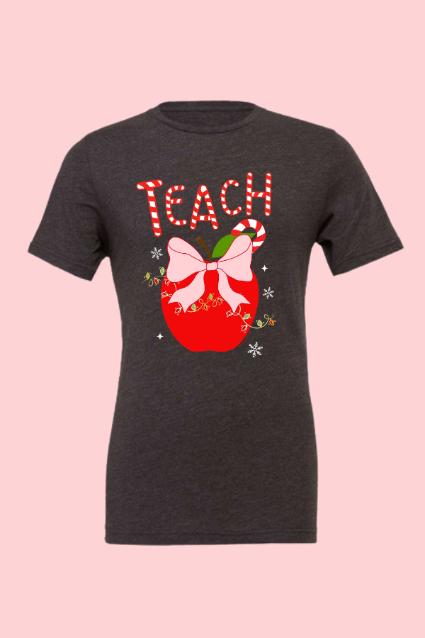 Teach Candy Cane Apple Tee