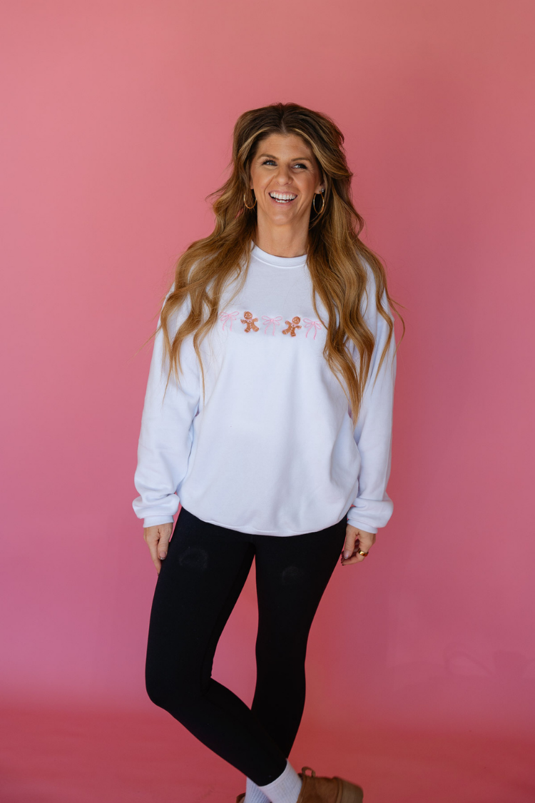 Pink Gingerbread Embroidered Crewneck Sweatshirt