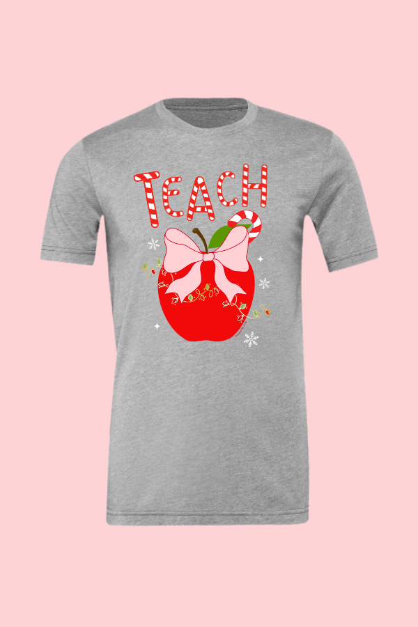 Teach Candy Cane Apple Tee