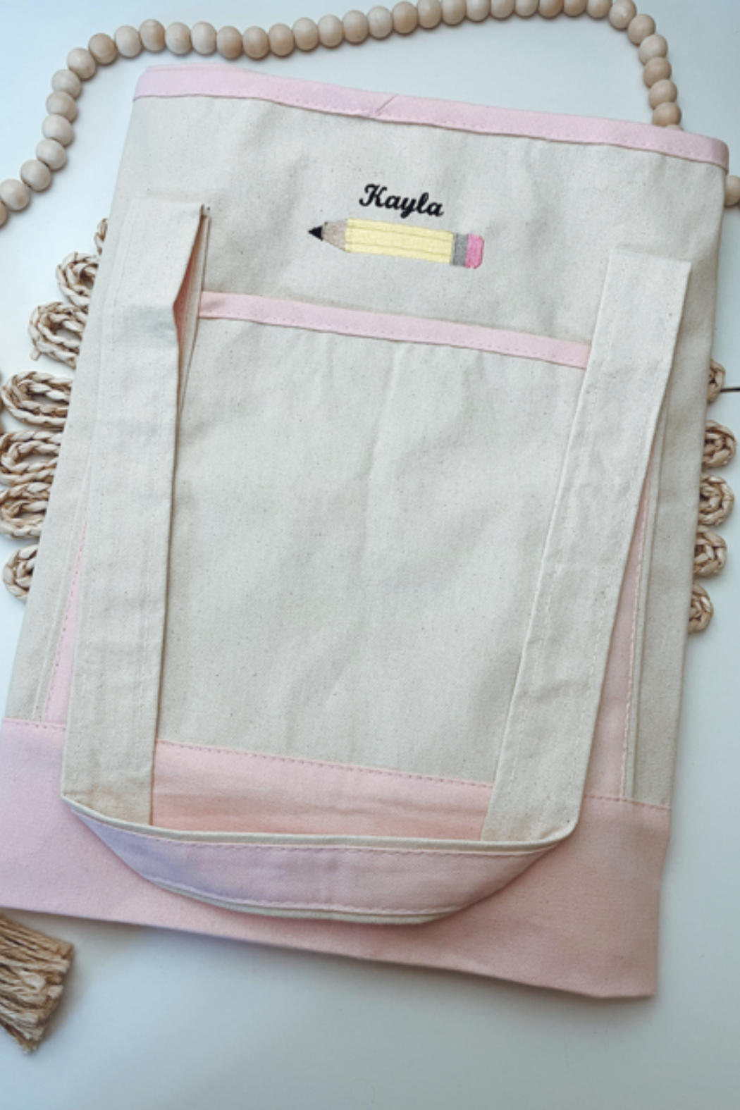Personalized Embroidered Pencil Tote Bag