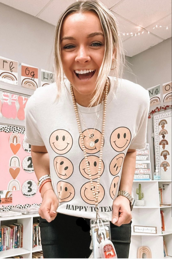 Happy to Teach Smiley Graphic Tee